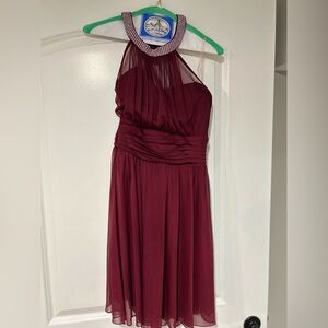 Elegant Burgundy Halter Dress